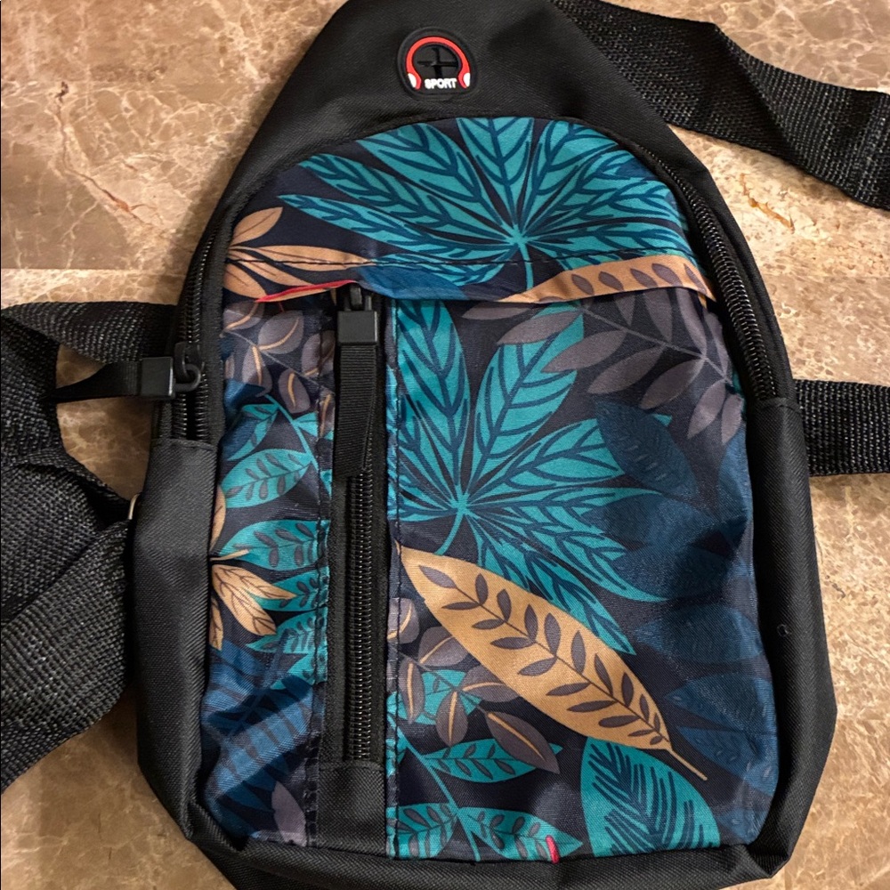 Leaf Pattern Sling Chest Belt Bag Crossbody Gym cycling travel - Picture 9 of 9